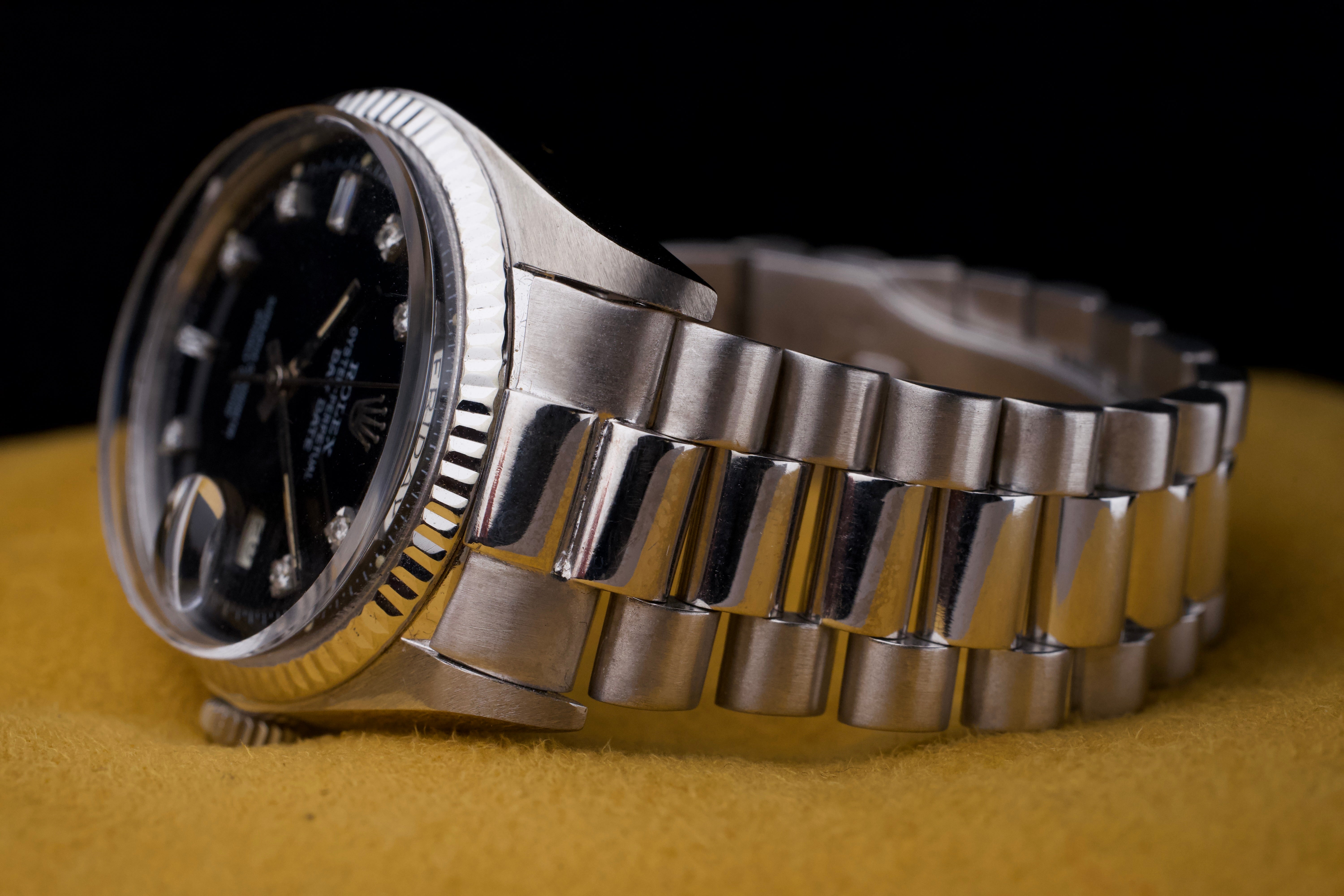 1976, Rolex Day-Date Ref.1803 Diamond Index Black Dial