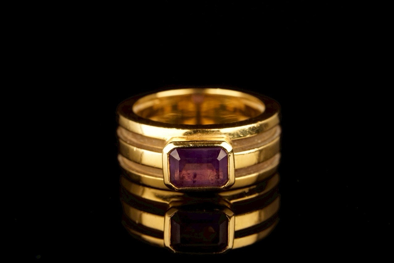 1995 Tiffany Grooved Amethyst Ring
